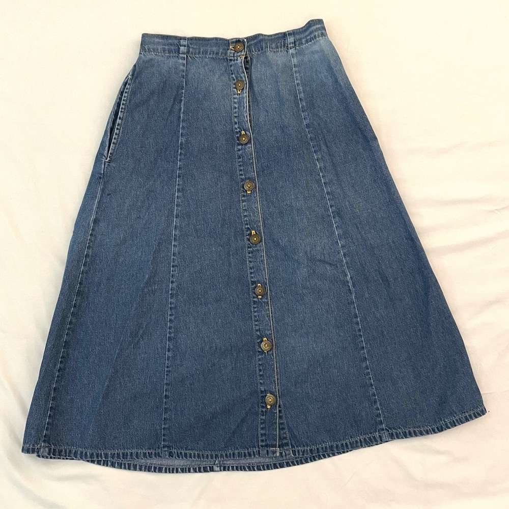 Long denim skirt